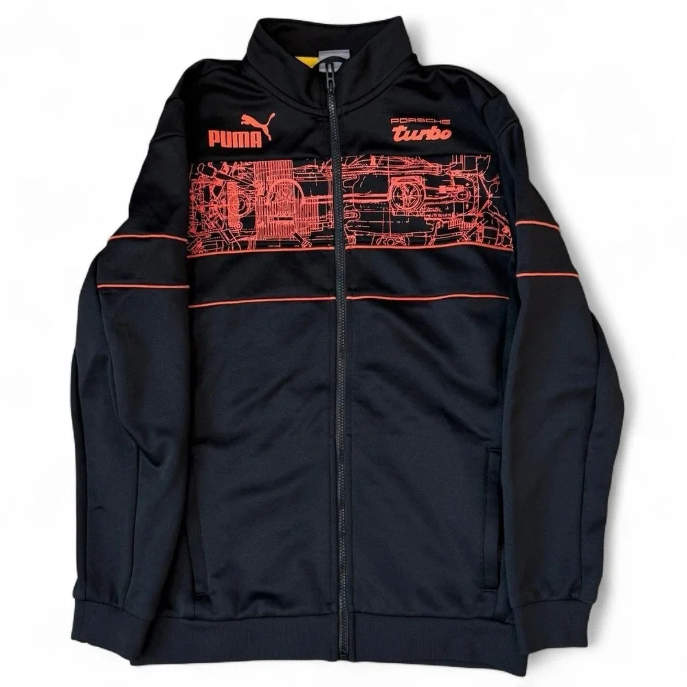 Puma Porsche Black Turbo Track Jacket Men's Size Medium Sportswear Full Zip SDS